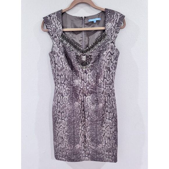Antonio Melani Snake Print Embellished Dress Size 4 Wedding Guest Date Dress - Picture 1 of 9